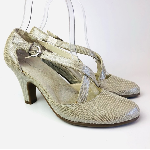 Aerosoles Paperback Metallic Cross Strap Pumps - Picture 1 of 13